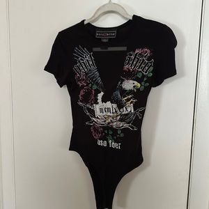 Black bodysuit with sheer center detail